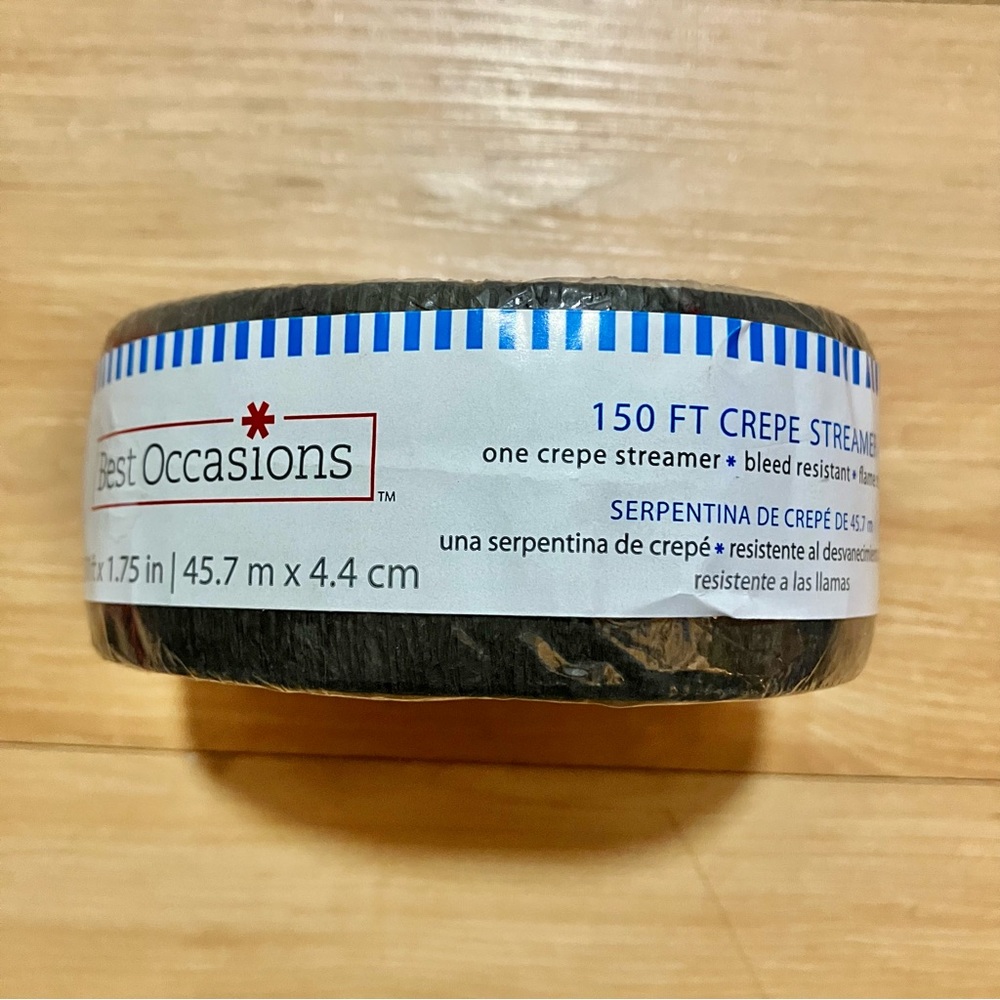 Best Occasions 150 Foot x 1.75” Crepe Streamers - Black NWT